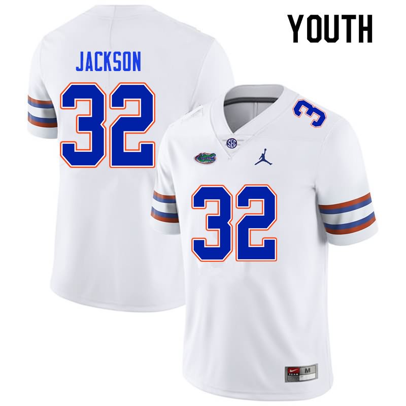 NCAA Florida Gators N'Jhari Jackson Youth #32 Nike White Stitched Authentic College Football Jersey PBV8264DK